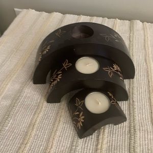3 tiered wooden tea light holder